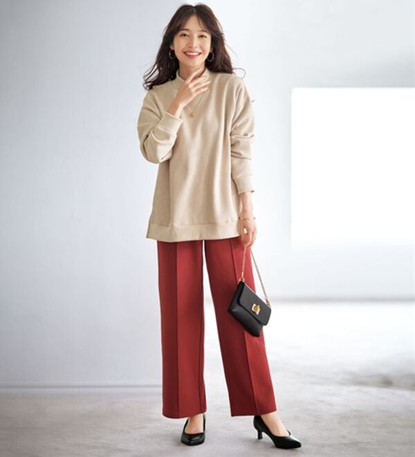 BELLUNA（ベルーナ）の「【快適Ｌａｂ．】裏起毛ジョーゼット素材ワイドパンツ（ワイドパンツ・ガウチョ）」｜詳細画像