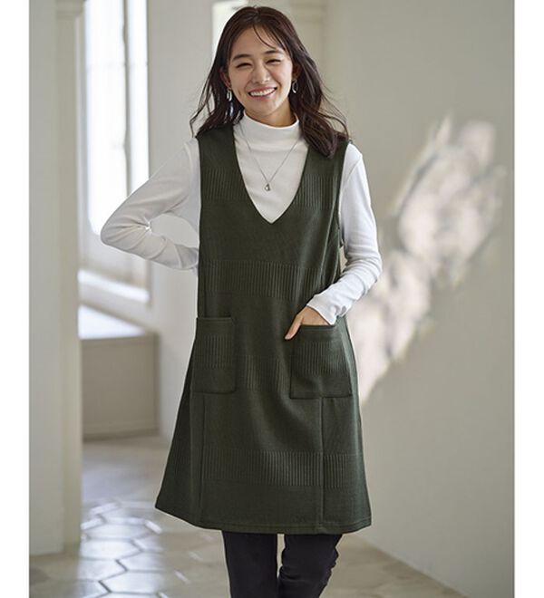 BELLUNA（ベルーナ）の「【２枚組】ジャカード素材切替デザインジャンパースカート（ジャンパースカート）」｜詳細画像