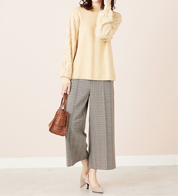 BELLUNA（ベルーナ）の「袖起毛レースニットプルオーバー（ニット・セーター）」｜詳細画像