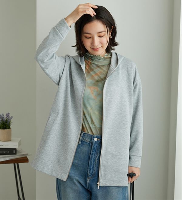 BELLUNA（ベルーナ）の「フードデザインとろみ素材ジップアップパーカー（パーカー）」｜詳細画像