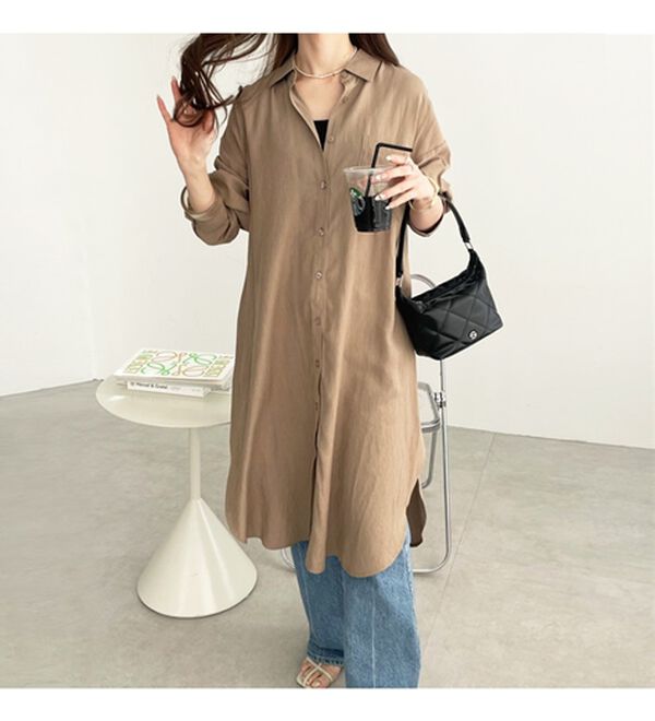 GeeRA（ジーラ）の「スリット入りロングシャツワンピース（シャツワンピース）」｜詳細画像