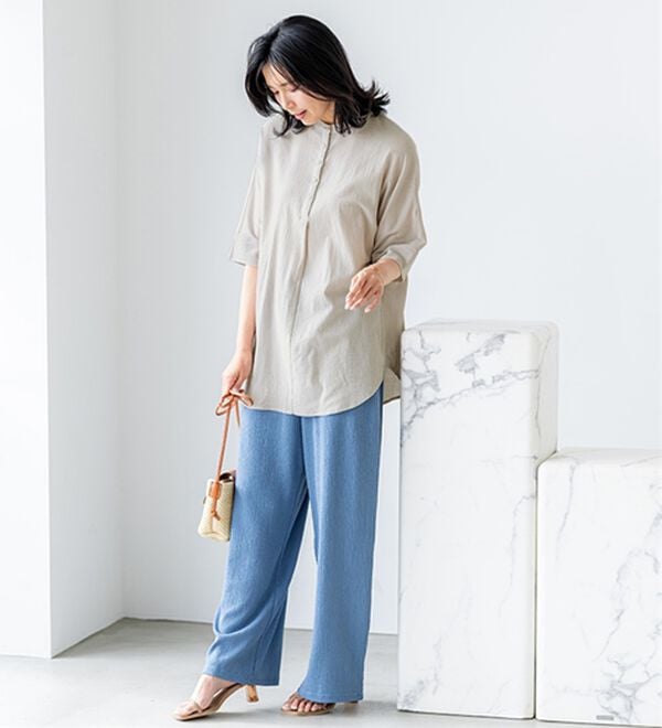 BELLUNA（ベルーナ）の「綿１００％ワッシャー素材ゆったりドルマンブラウス（ブラウス）」｜詳細画像