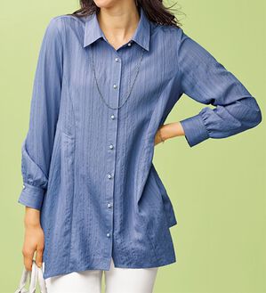 BELLUNA（ベルーナ）の「ドビーストライプ素材タック使いチュニック（チュニック）」｜詳細画像