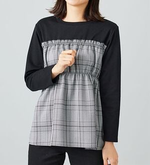 BELLUNA（ベルーナ）の「チェック柄ビスチェドッキングプルオーバー（カットソー）」｜グレンチェック