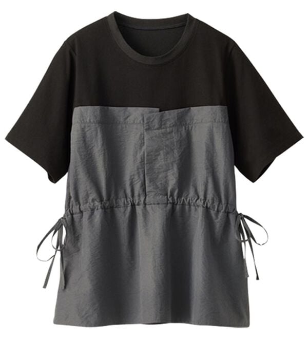 BELLUNA（ベルーナ）の「ヒンヤリ！ビスチェ重ね着風Ｔシャツ（カットソー）」｜黒&times;グレー
