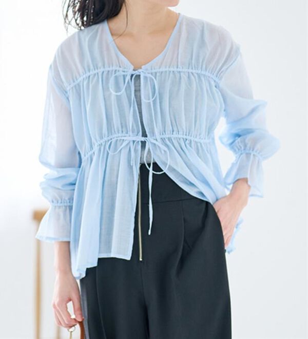 RANAN（ラナン）の「リボンドロストブラウス（ブラウス）」｜詳細画像