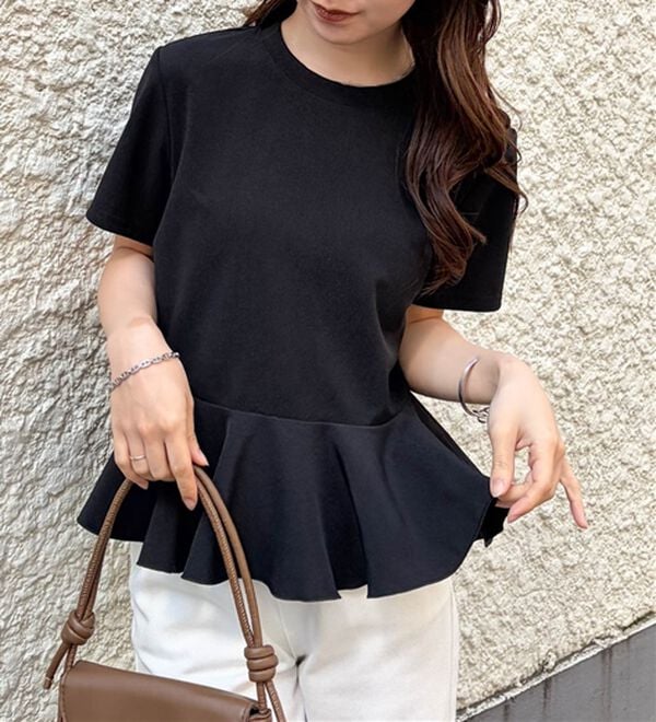 RANAN（ラナン）の「【ひんやり・ＵＶ】異素材切替ペプラムプルオーバー（カットソー）」｜詳細画像