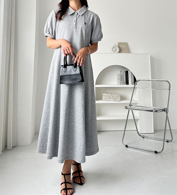GeeRA（ジーラ）の「【Ｕ．Ｓ．ＰＯＬＯＡＳＳＮ】ポロ衿ワンピ―ス（その他ワンピース）」｜杢グレー