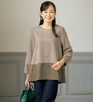 ルフラン（ルフラン）の「バックフリルのスエード調ブラウス（ブラウス）」｜モカ系