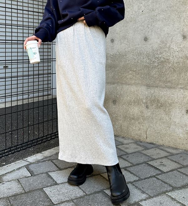 GeeRA（ジーラ）の「【着回し力◎】楽ちんすっきり見え！リブロングスカート（ロングスカート）」｜詳細画像