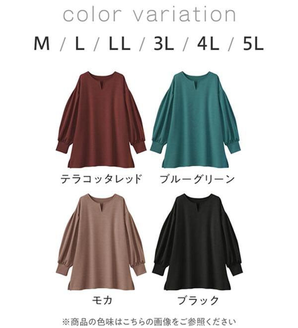 Viola e Viola（ヴィオラ エ ヴィオラ）の「なめらかカットソーゆったりパフ袖チュニック（チュニック）」｜詳細画像