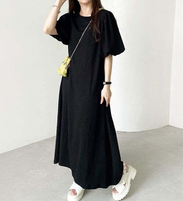 GeeRA（ジーラ）の「ボリューム袖楽ちん表面感ワンピース（カットソーワンピース）」｜詳細画像