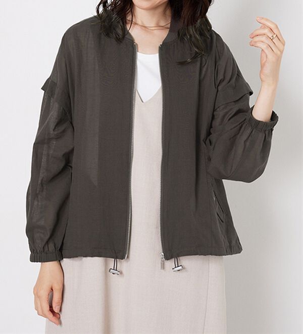 BELLUNA（ベルーナ）の「麻調素材リブ使いシアーブルゾンジャケット（ブルゾン）」｜詳細画像