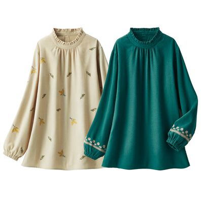 ルフラン（ルフラン）の「【2色組】花束みたいな刺しゅうブラウス（ブラウス）」