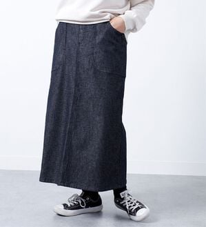 BELLUNA（ベルーナ）の「＜ｓｏｒａｆｕｋｕ＞裏トリコット起毛素材スカート（ロングスカート）」｜インディゴ