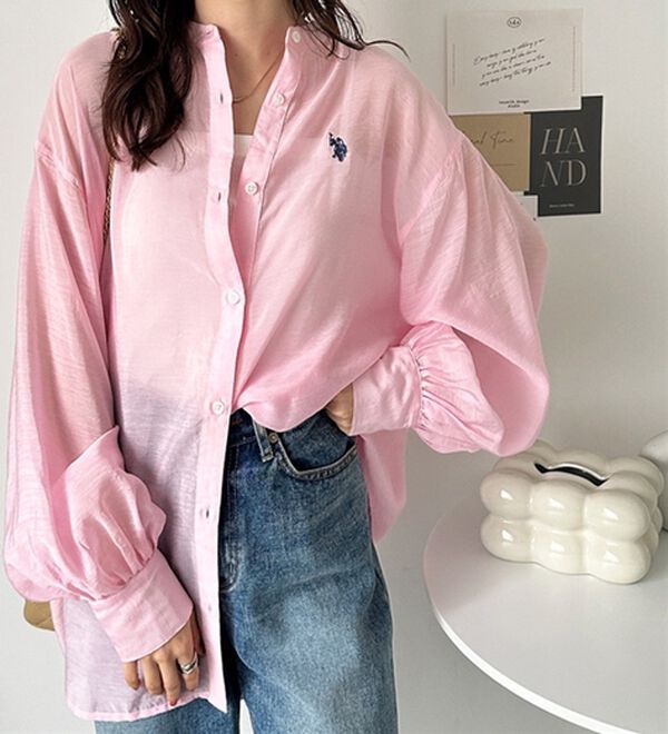 GeeRA（ジーラ）の「【Ｕ．Ｓ．　ＰＯＬＯ　ＡＳＳＮ．】バンドカラーシアーシャツ（シャツ）」｜詳細画像