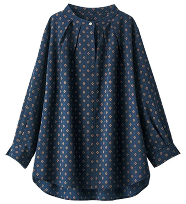 BELLUNA（ベルーナ）の「前ボタンデザイン小紋柄ブラウス（ブラウス）」｜詳細画像