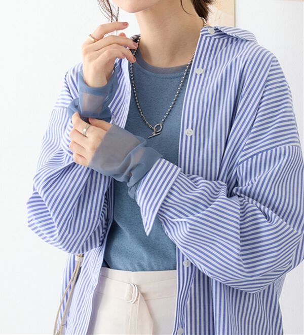 Viola e Viola（ヴィオラ エ ヴィオラ）の「程よい透け感大人シアー素材切替トップス（カットソー）」｜詳細画像