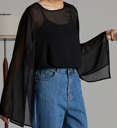 RANAN（ラナン）の「フレア袖スリットシアーブラウス（ブラウス）」