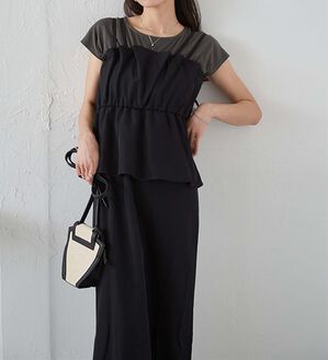 RANAN（ラナン）の「ダブルストラップドッキングワンピース（その他ワンピース）」｜チャコール／ブラック