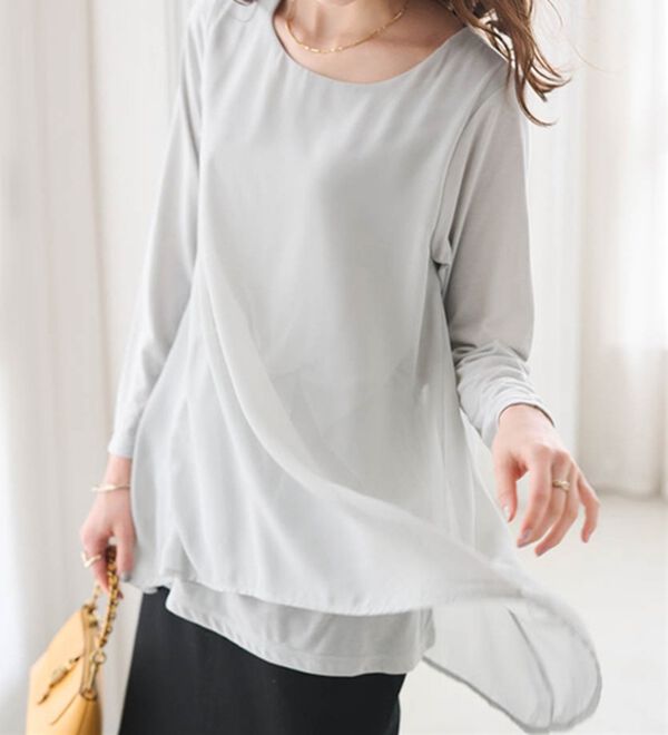 RANAN（ラナン）の「異素材切替フレアーチュニック（チュニック）」｜詳細画像