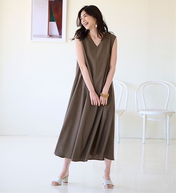 RANAN（ラナン）の「ひんやり！麻調合繊フレアーワンピース（その他ワンピース）」｜詳細画像