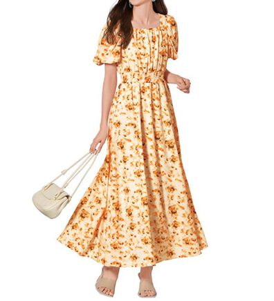 RANAN（ラナン）の「花柄プリントスクエアネックワンピ（プリントワンピース）」