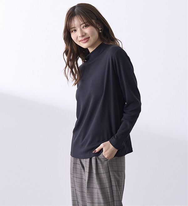 BELLUNA（ベルーナ）の「綿混リブハイネックプルオーバー（カットソー）」｜詳細画像