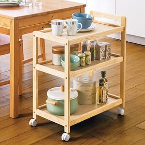 「天然木キッチンワゴン（調理台・キッチンカウンター）」｜ナチュラル