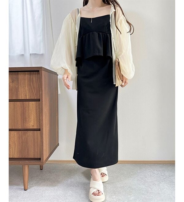 GeeRA（ジーラ）の「楽ちん！ペプラムキャミワンピース（カットソーワンピース）」｜詳細画像