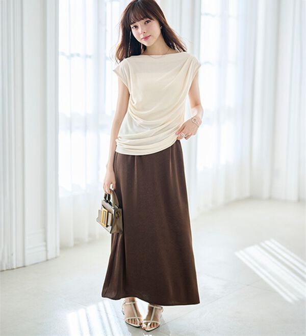 RANAN（ラナン）の「タックドレープフレンチスリーブＴ（Tシャツ）」｜詳細画像