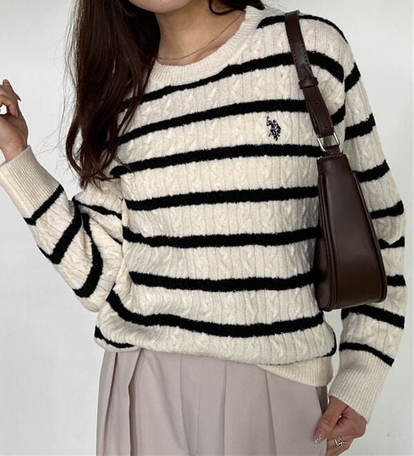 RANAN（ラナン）の「＜U.S.POLO ASSN.ユーエスポロアッスン＞ ワンポイントケーブルニット（ニット・セーター）」｜詳細画像