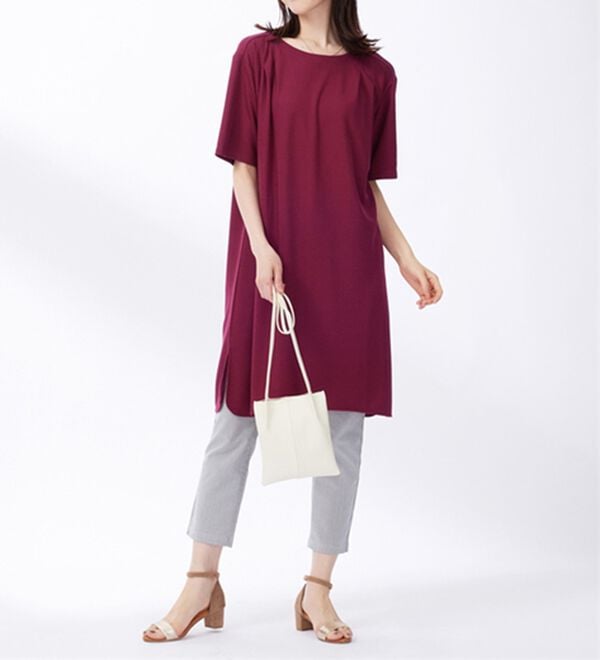 BELLUNA（ベルーナ）の「かのこ素材肩タックデザインワンピース（チュニック）」｜詳細画像