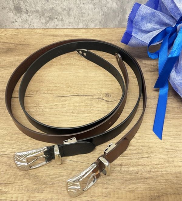 「【Lee】25mm細め紳士牛革レザーウエスタンベルト（メンズベルト）」｜詳細画像