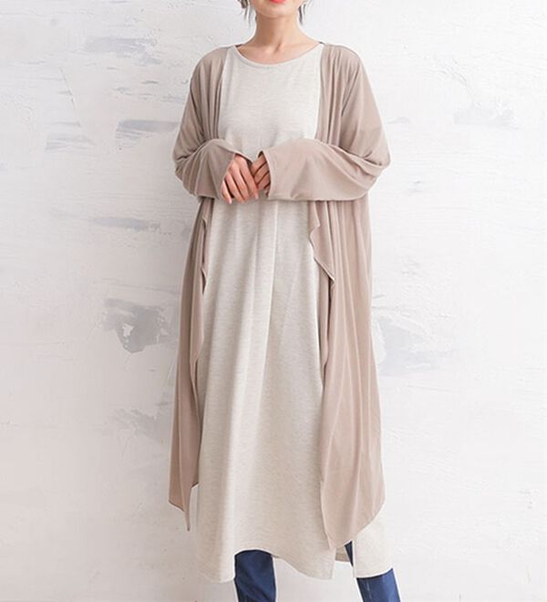 A HAPPY MARILYN（アハッピーマリリン）の「【Ｍ～８Ｌ】サイズ追加！！ＵＶカット 長袖 トッパー カーディガン（ニットカーディガン）」｜グレージュ