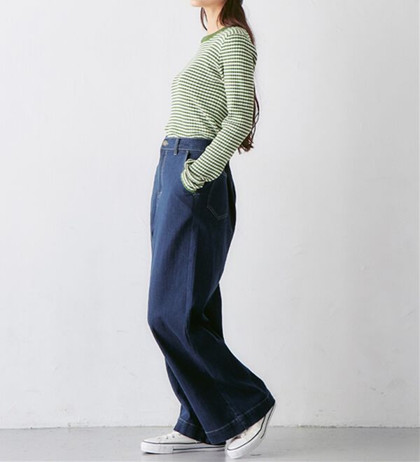 Viola e Viola（ヴィオラ エ ヴィオラ）の「【静電気防止】綿１００％ちくちくしないボーダーリブニット（ニット・セーター）」｜詳細画像