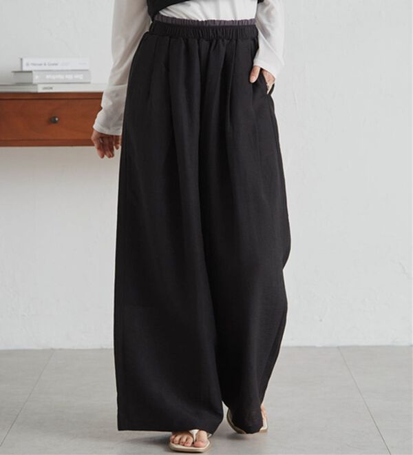 RANAN（ラナン）の「ダブルウエストシアーイージーパンツ（ワイドパンツ・ガウチョ）」｜詳細画像