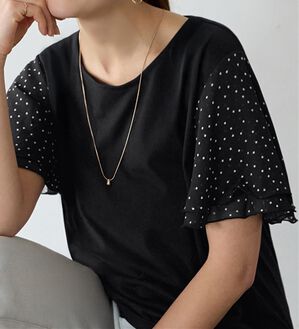 Viola e Viola（ヴィオラ エ ヴィオラ）の「【５つの機能付】袖シフォンゆるＴシャツ（Tシャツ）」｜ドット柄