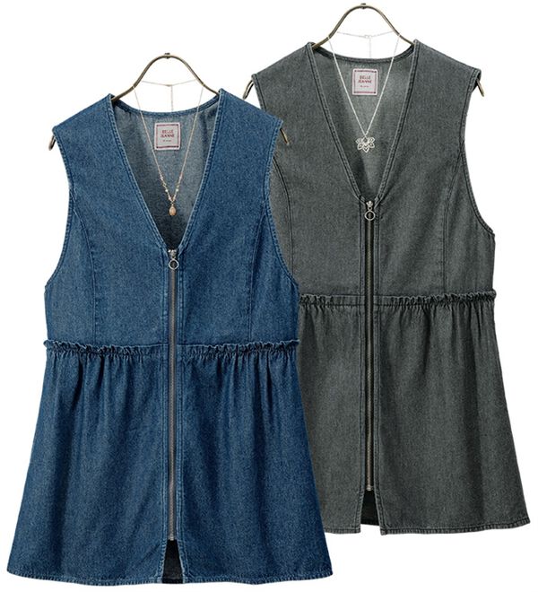 ルフラン（ルフラン）の「【２色組】甘辛ミックス夏デニムのチュニックベスト（ベスト）」｜詳細画像