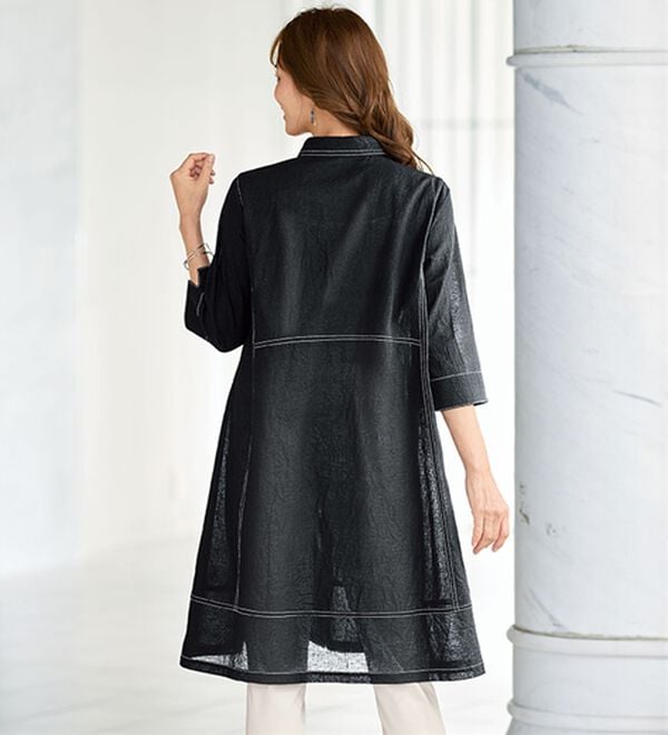 BELLUNA（ベルーナ）の「綿麻ボイルワッシャー素材ステッチ使いチュニックワンピース（チュニックワンピース）」｜詳細画像