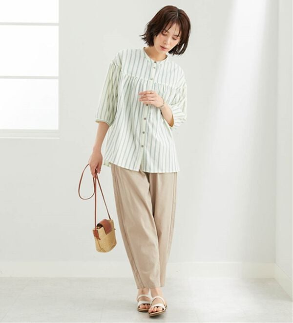 BELLUNA（ベルーナ）の「ダブルガーゼ素材切替デザインブラウス（ブラウス）」｜詳細画像