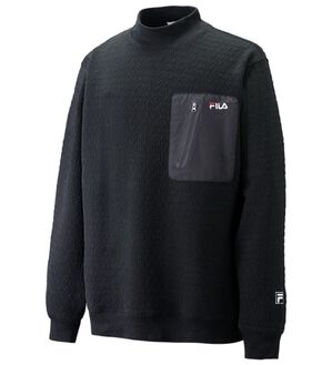 「＜フィラ＞ふくれジャカードハイネックトレーナー（メンズトレーナー）」｜ブラック