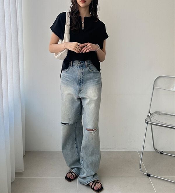 GeeRA（ジーラ）の「前後２ＷＡＹハーフジップＴブラウス（ブラウス）」｜詳細画像