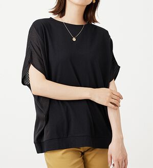 BELLUNA（ベルーナ）の「サイドシャドーストライプ切替チュニック（チュニック）」｜黒