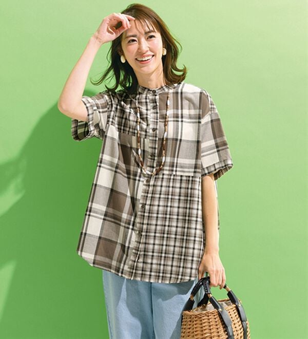 ルフラン（ルフラン）の「【２色組】モノトーン切替シャツチュニック（チュニック）」｜詳細画像