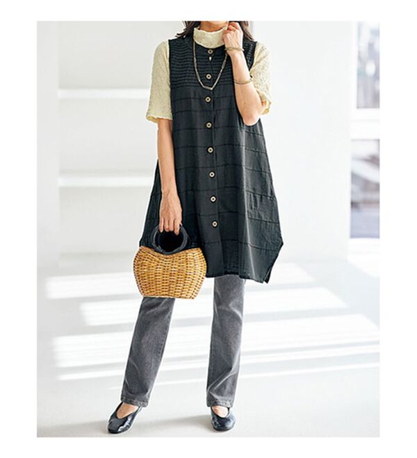 BELLUNA（ベルーナ）の「タック素材コクーンジャンパードレス（ジャンパースカート）」｜詳細画像