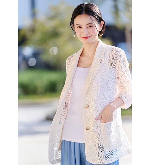 パネルレース柄テーラードジャケット - ベルーナ【公式】 