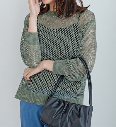 BELLUNA（ベルーナ）の「ラメメッシュニットプルオーバー（ニット・セーター）」