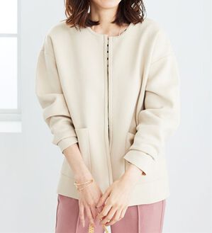 BELLUNA（ベルーナ）の「ジップ使いニットブルゾン（ブルゾン）」｜ベージュ