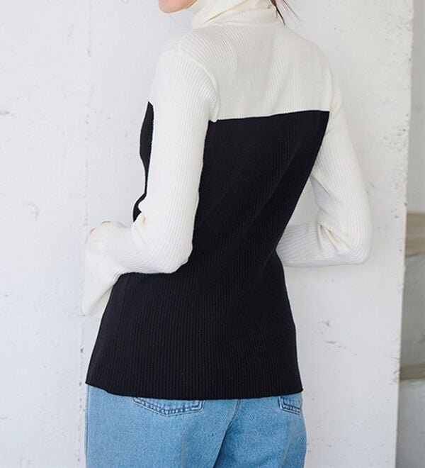 RANAN（ラナン）の「＜ムースタッチ＞洗える！バイカラータートルリブニット（ニット・セーター）」｜詳細画像